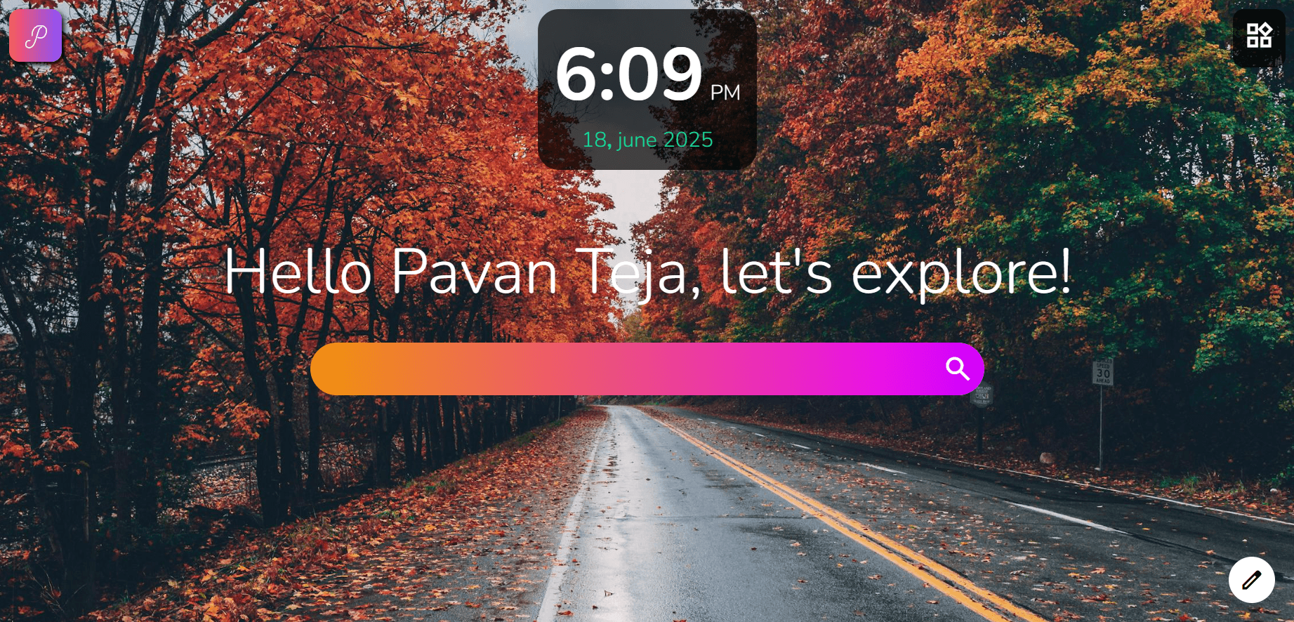 Web Browser Startup Page